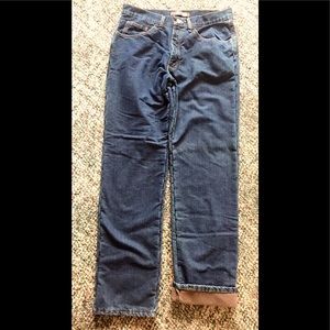 Men’s Lee jeans fleece lined 33 x 34 relaxed fit straight leg exc condition